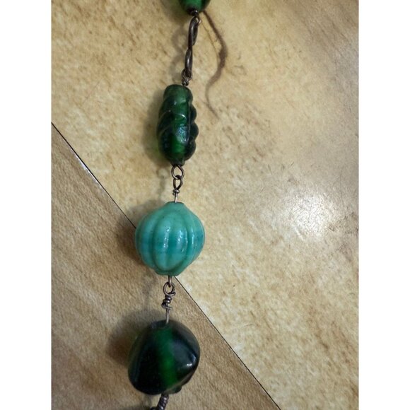 Vintage Green & Turquoise Beaded Necklace - Picture 4 of 7